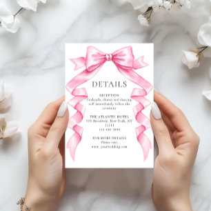 Cartão De Informações Detalhes do Casamento do Arco Gentil Rosa Elegante