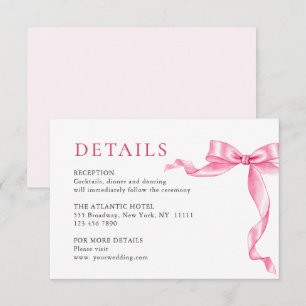 Cartão De Informações Detalhes do Casamento do Arco Gentil Rosa Elegante