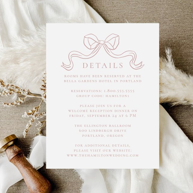 Cartão De Informações Detalhes do Casamento do Arco Rosa Dusty Elegance  (Criador carregado)