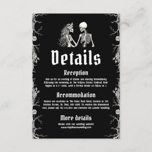 Cartão De Informações Detalhes do Casamento do Black Gothic Halloween Sk