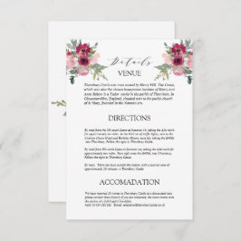 Cartão De Informações Detalhes do casamento do buquê Burgundy e Blush