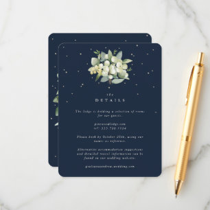 Cartão De Informações Detalhes do Casamento do Buquê marinho Snowberry+E