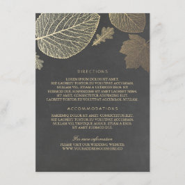 Cartão De Informações Detalhes do Casamento do Chalk de Folhas Douradas