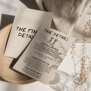 Cartão De Informações Detalhes do Casamento do Champanhe Desenhado na Mã