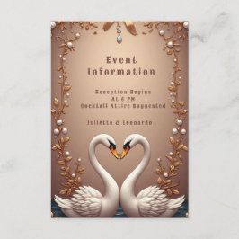 Cartão De Informações 💍 Detalhes do Casamento do Cisne Dourado Rosa Tem