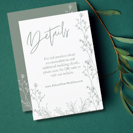 Cartão De Informações Detalhes do casamento do código de QR verde da sag