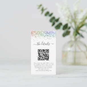 Cartão De Informações Detalhes do Casamento do Código QR do Mini Rainbow