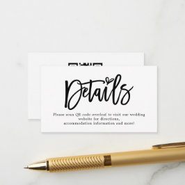 Cartão De Informações Detalhes do Casamento do Código QR do Mini Script