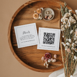 Cartão De Informações Detalhes do Casamento do Código QR Minimalista