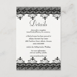 Cartão De Informações Detalhes do Casamento do Colar Negro Elegante Clás