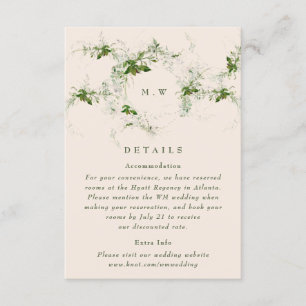 Cartão De Informações Detalhes do Casamento do Creme Eucalyptus Wreath M