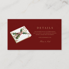 Cartão De Informações Detalhes do Casamento do Decor Vermelho do Natal E