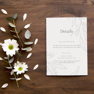 Cartão De Informações Detalhes do Casamento do Desenho Floral Elegante