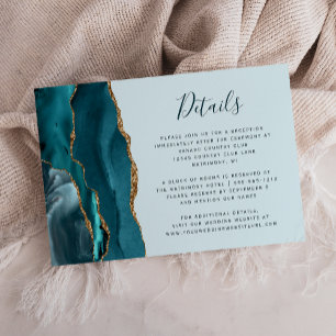 Cartão De Informações Detalhes do Casamento do Dourado Agato Azul-Teal M