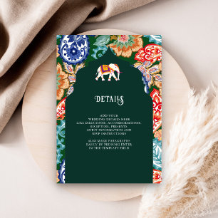 Cartão De Informações Detalhes do Casamento do Elefante Esmeralda da Art