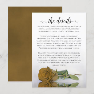 Cartão De Informações Detalhes do Casamento do Elegante Dourado Ochre Ro
