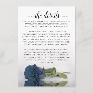 Cartão De Informações Detalhes do Casamento do Elegante Dusty Steel Blue