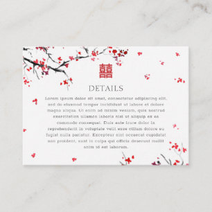 Cartão De Informações Detalhes Do Casamento Do Elegante Vermelho Chinês 