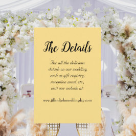 Cartão De Informações Detalhes do Casamento do Estilo Simples Amarelo da