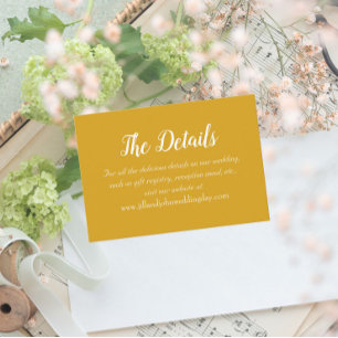 Cartão De Informações Detalhes do Casamento do Estilo Simples Amarelo do