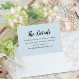 Cartão De Informações Detalhes do Casamento do Estilo Simples Azul Claro