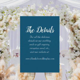 Cartão De Informações Detalhes do Casamento do Estilo Simples Azul Teal