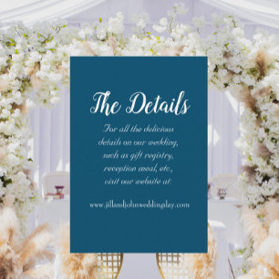 Cartão De Informações Detalhes do Casamento do Estilo Simples Azul Teal