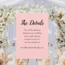 Cartão De Informações Detalhes do Casamento do Estilo Simples Cor-de-Ros