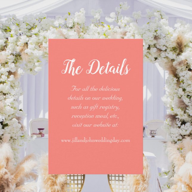 Cartão De Informações Detalhes do Casamento do Estilo Simples Coral (In Situ Wedding)