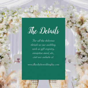 Cartão De Informações Detalhes do Casamento do Estilo Simples Emerald Gr