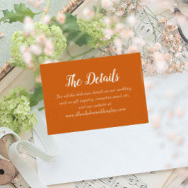 Cartão De Informações Detalhes do Casamento do Estilo Simples Laranja Qu