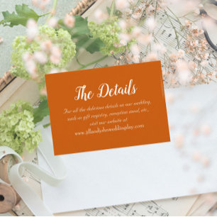 Cartão De Informações Detalhes do Casamento do Estilo Simples Laranja Qu