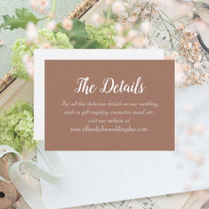 Cartão De Informações Detalhes do Casamento do Estilo Simples Mocha