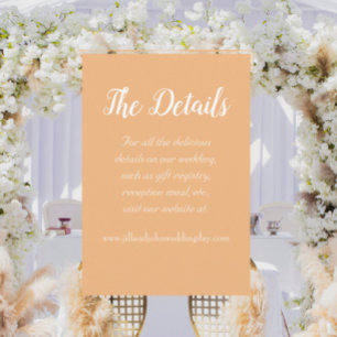 Cartão De Informações Detalhes do Casamento do Estilo Simples Peach