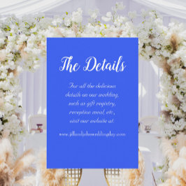 Cartão De Informações Detalhes do Casamento do Estilo Simples Real Azul