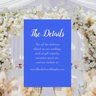Cartão De Informações Detalhes do Casamento do Estilo Simples Real Azul