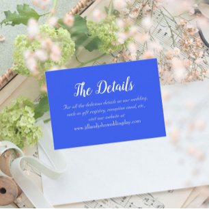 Cartão De Informações Detalhes do Casamento do Estilo Simples Real Azul
