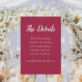 Cartão De Informações Detalhes do Casamento do Estilo Simples Vinho Verm