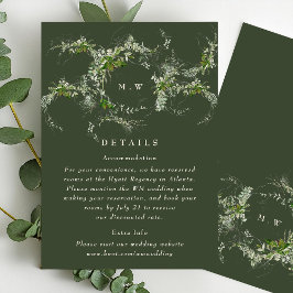 Cartão De Informações Detalhes do Casamento do Eucalyptus Verdes Monogra