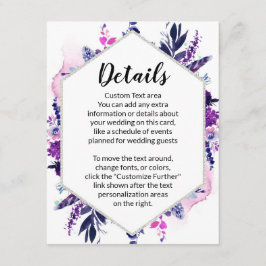 Cartão De Informações Detalhes Do Casamento Do Hexágono Floral Violet He