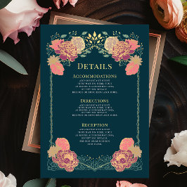 Cartão De Informações Detalhes do Casamento do Jardim Floral Encantado F