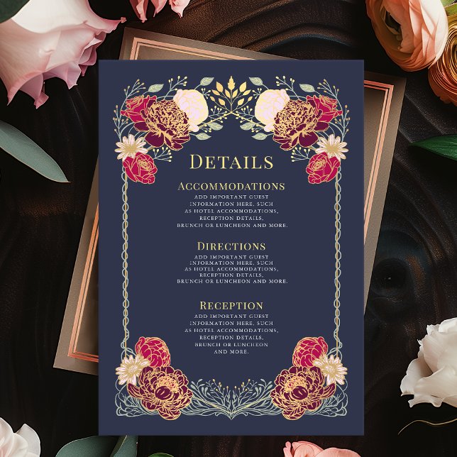 Cartão De Informações Detalhes do Casamento do Jardim Floral Encantado F (Criador carregado)
