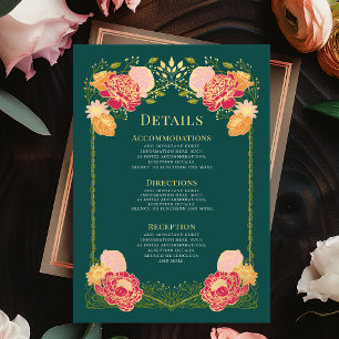 Cartão De Informações Detalhes do Casamento do Jardim Floral Encantado F