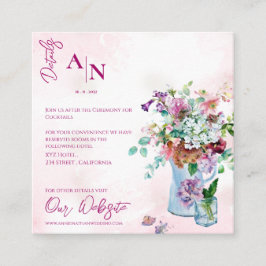 Cartão De Informações Detalhes do Casamento do Jardim Floral Rosa-Rosa b