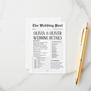 Cartão De Informações Detalhes do casamento do jornal