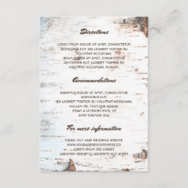 Cartão De Informações Detalhes do Casamento do Latido Rustic Birch - Inf