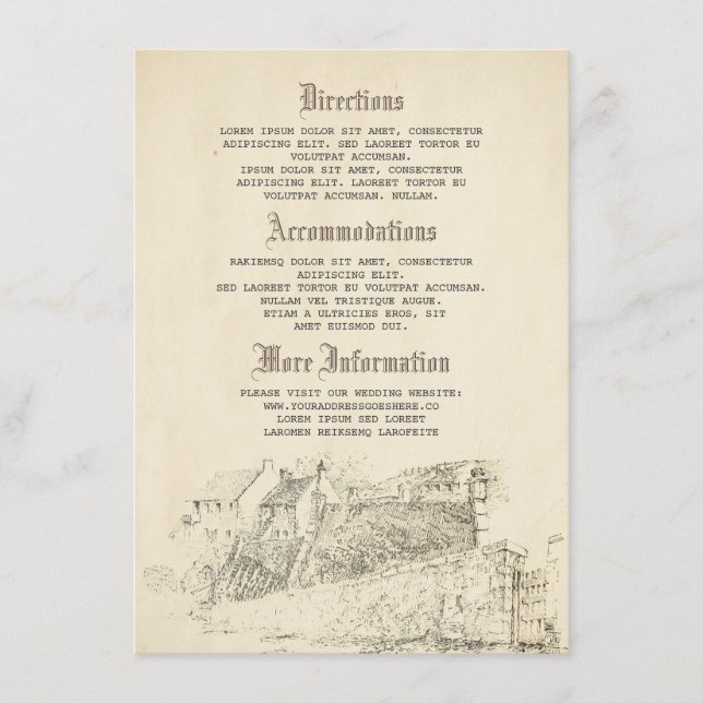 Cartão De Informações Detalhes do Casamento do Livro Antigo - Informaçõe (Frente)