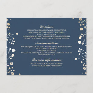 Cartão De Informações Detalhes do casamento do marinho da respiração d