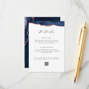 Cartão De Informações Detalhes do casamento do marinho e do agate de our