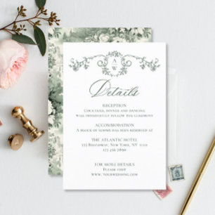 Cartão De Informações Detalhes do Casamento do Ornamentado Vitoriano Gra